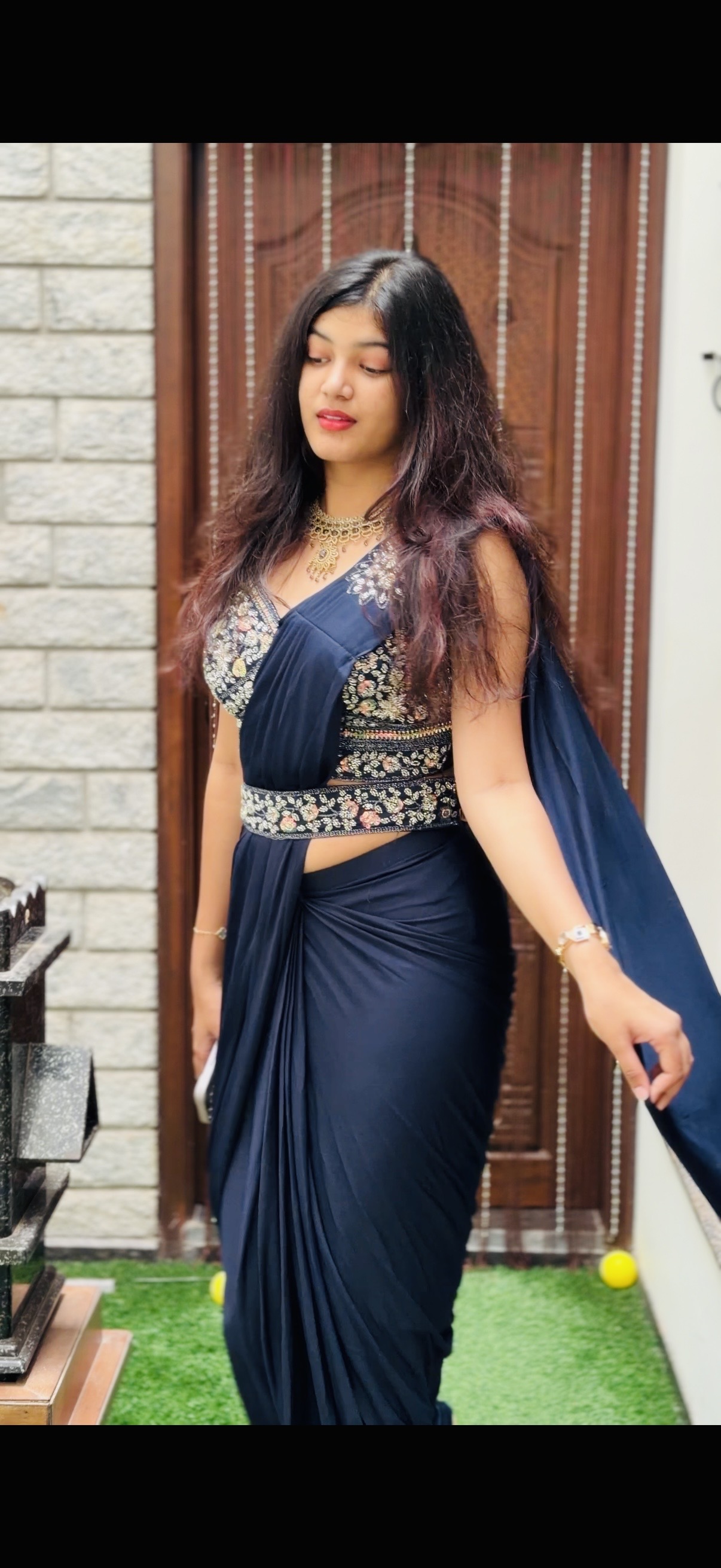 Readymade saree with sleeve