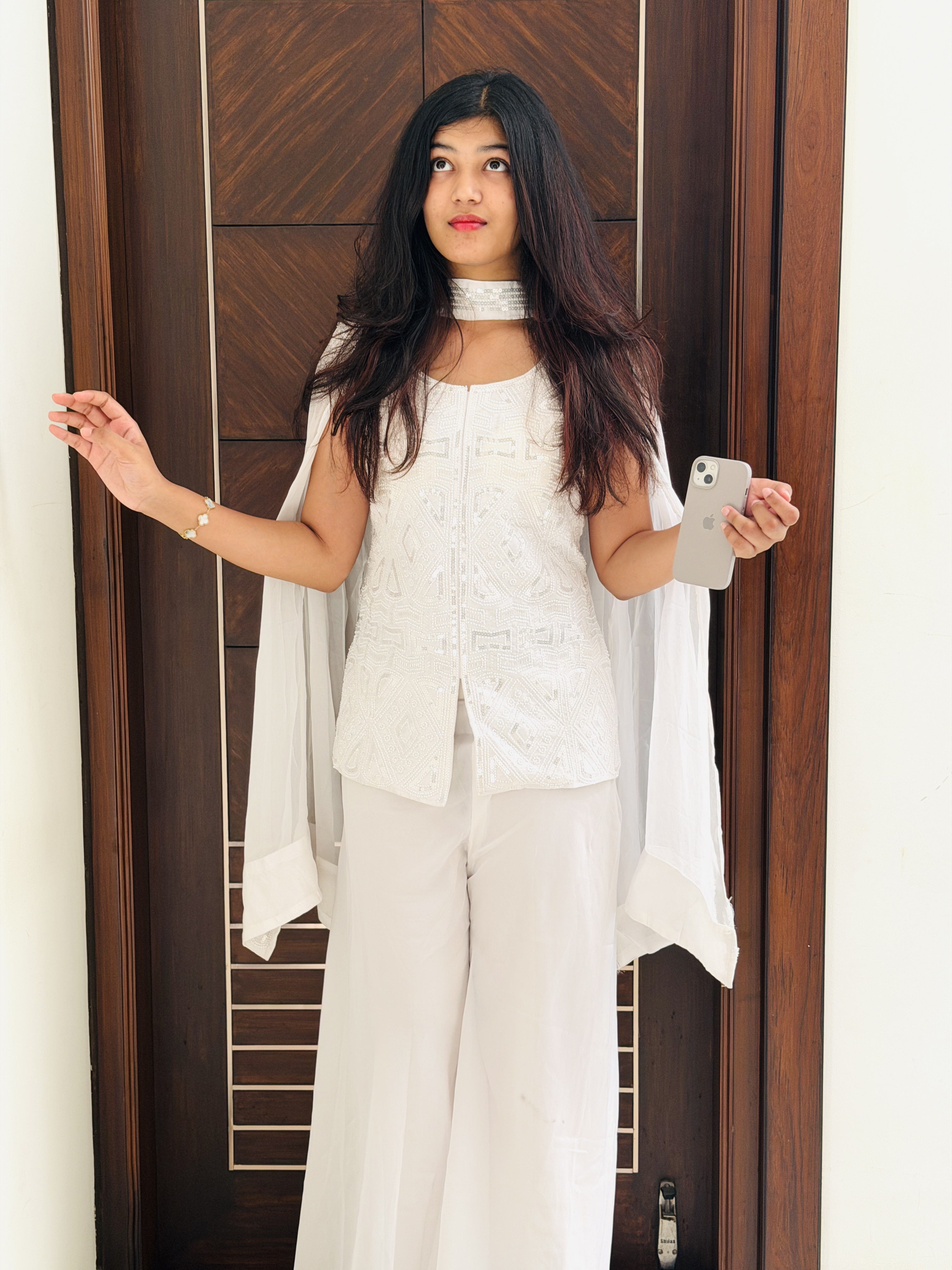 White pearl party wear