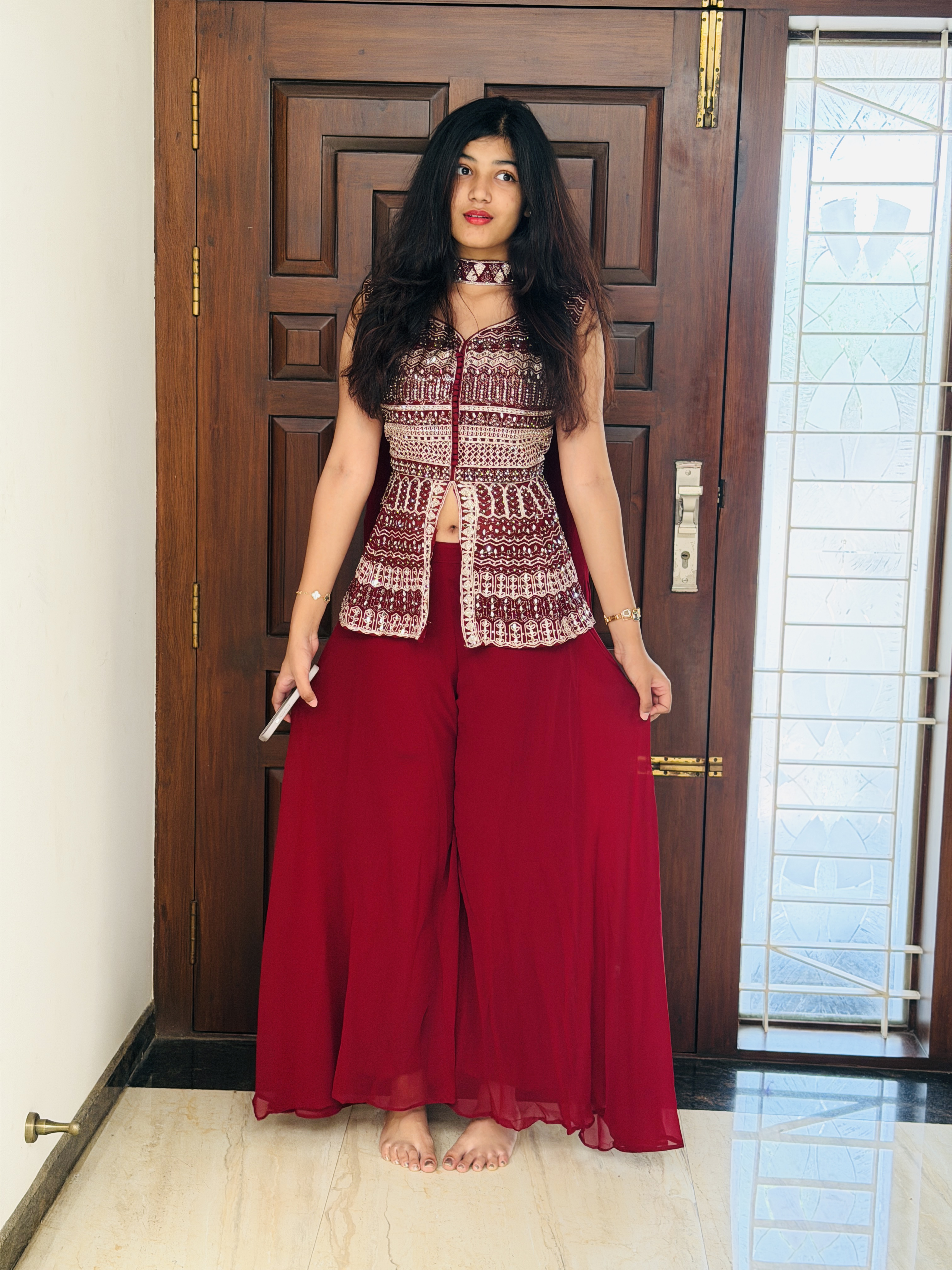 Maroon party wear
