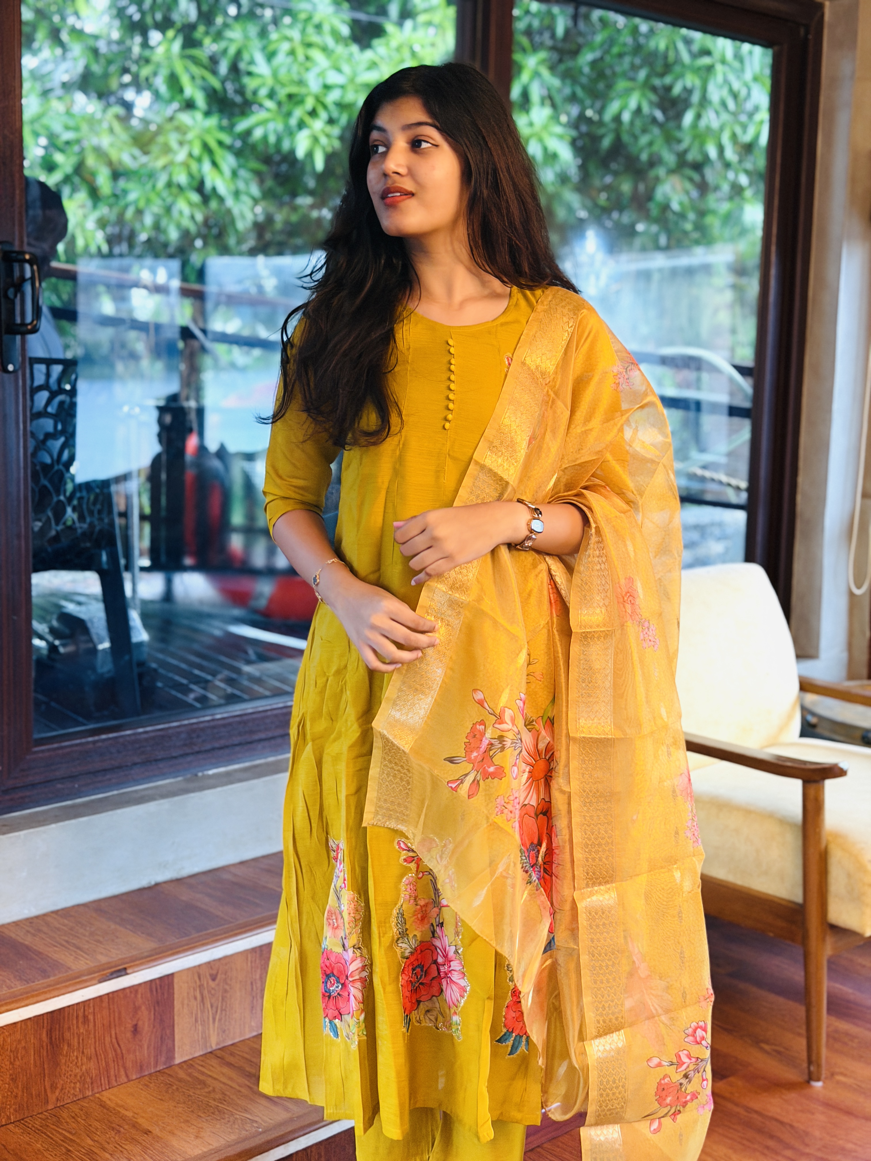Anarkali floral kurti set