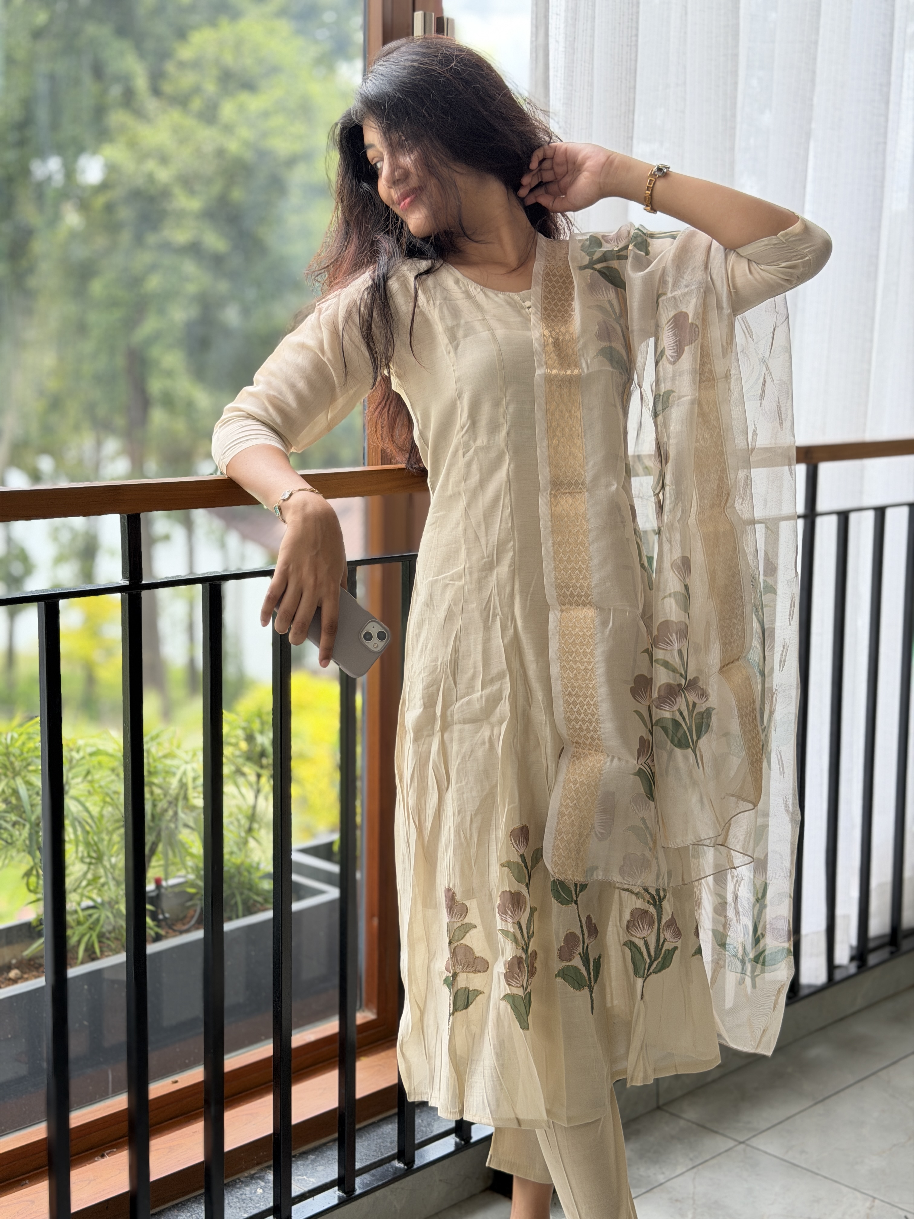 Anarkali floral kurti set