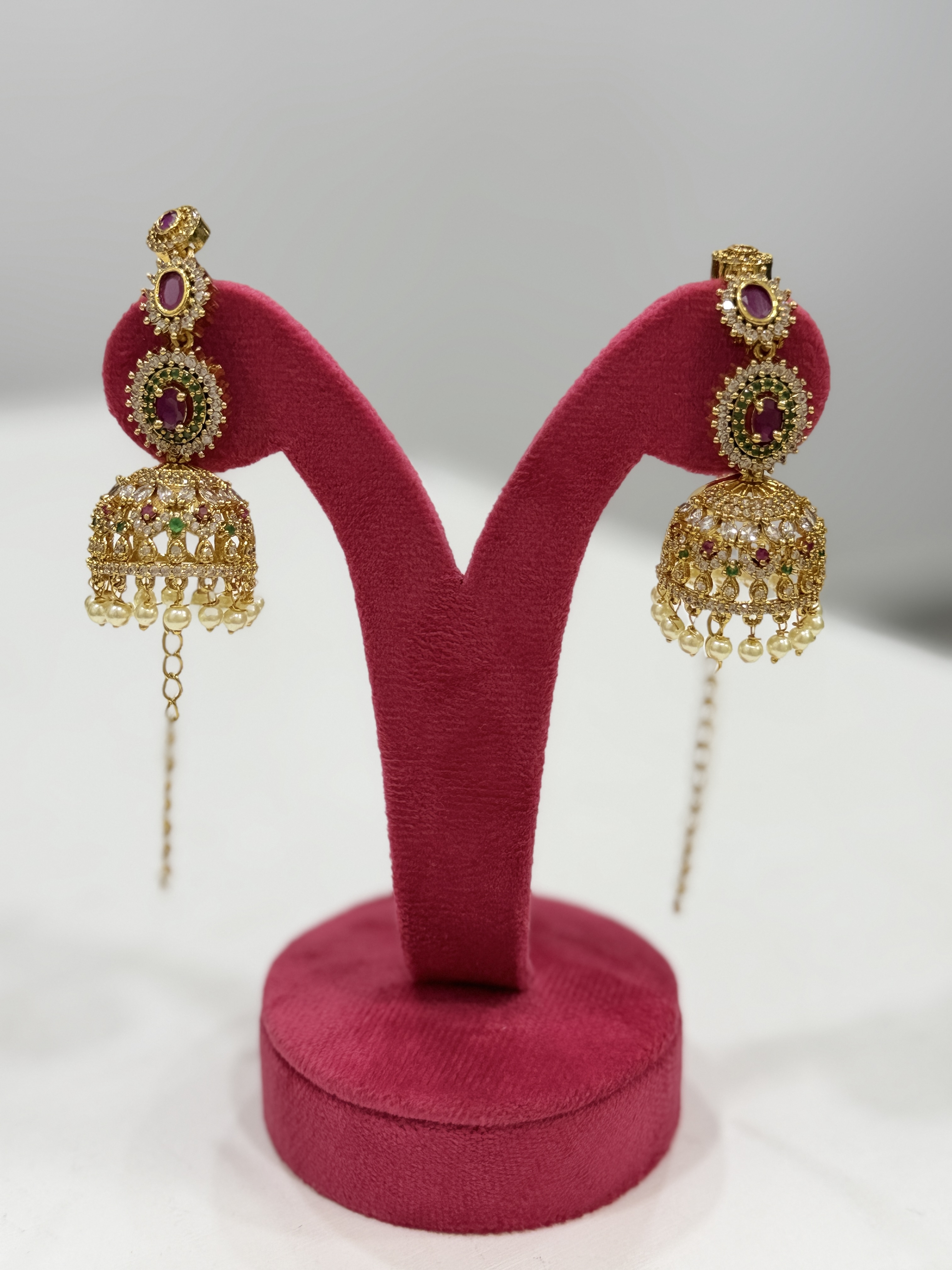 Traditional stone jhumka set